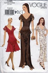 7495 VOGUE BIAS DROP WAIST LAYER FLOUNCE DRESS LENGTHS PATTERN 8-12 Uncut